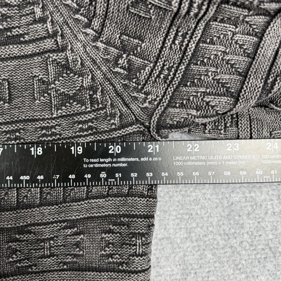 CARBON 2 COBALT Hoodie Mens Aztec Size Large Pullover Henley Sweater Cotton Grey - Picture 6 of 7